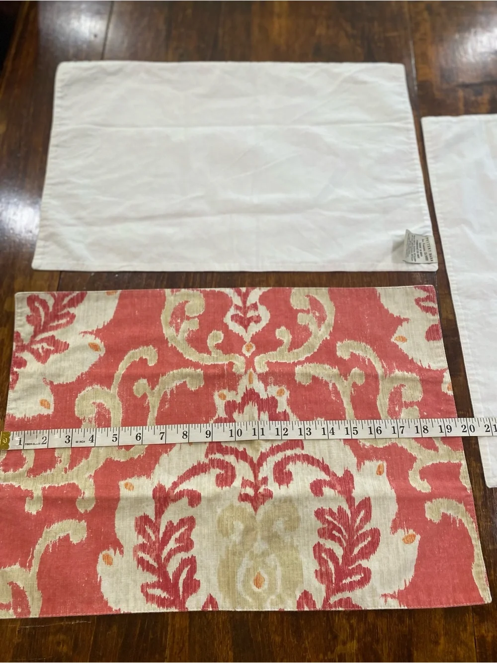 Pottery Barn Ikat Set of 3 Placemats Coral and Cream Casual Formal Linen Blend
